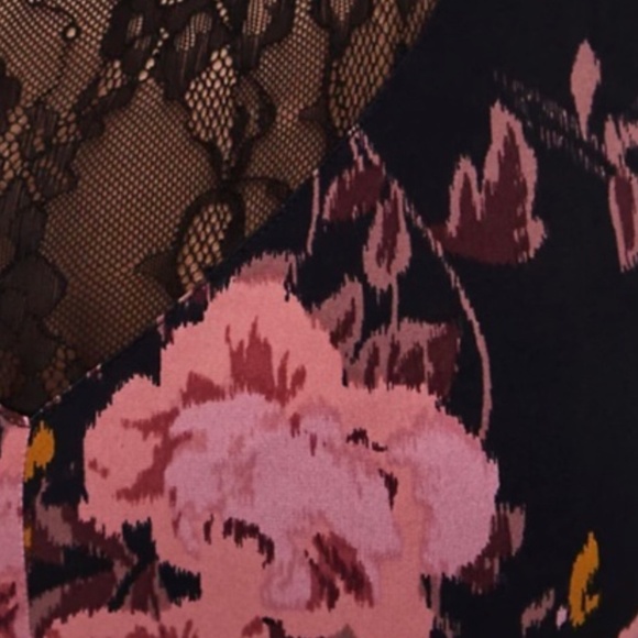 Torrid Floral Studio Knit Midi Dress Flutter Sleeves Lace Trim Black - Picture 6 of 11